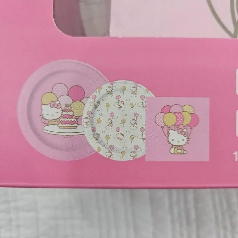 Hello Kitty Paper Tableware Party Set 16 Lunch & 16 dessert plates, 40 Napkins‎